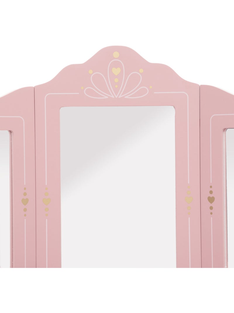 Coiffeuse et tabouret enfant sissi Vieux rose - Kiabi