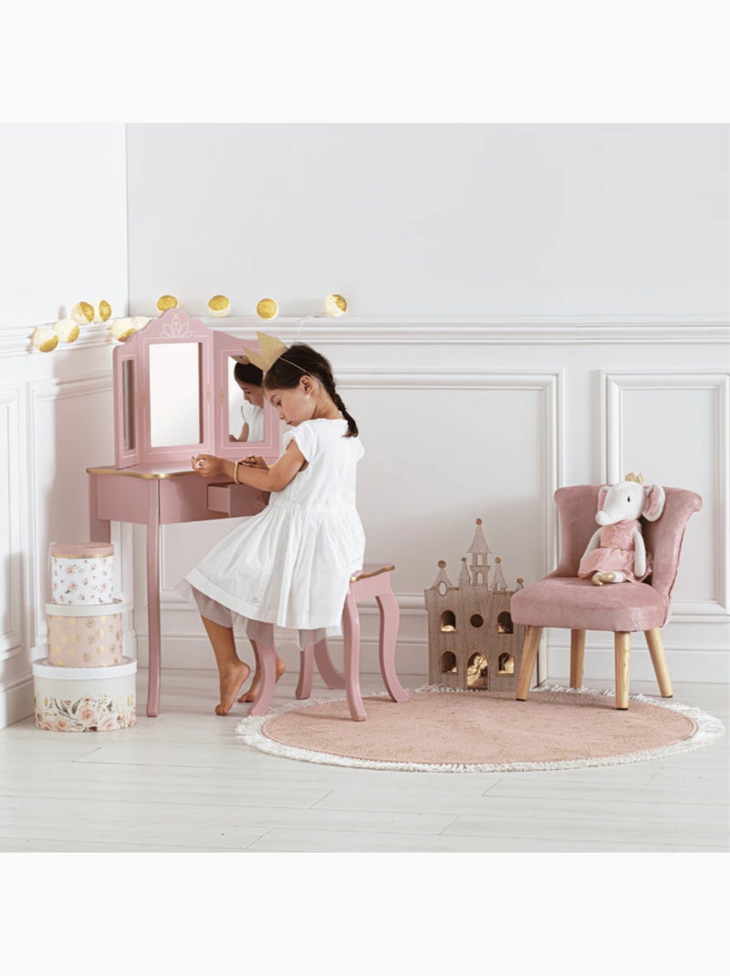 Coiffeuse et tabouret enfant sissi Vieux rose - Kiabi