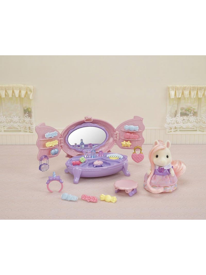Coiffeuse fille poney - sylvanian families - joy aux cheveux roses - accessoires de coiffure inclus Blanc - Kiabi