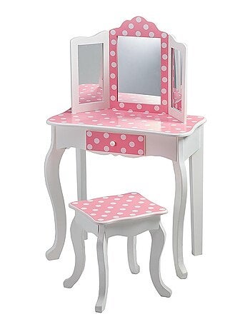 Coiffeuse maquilleuse avec tabouret, Modèle Dots