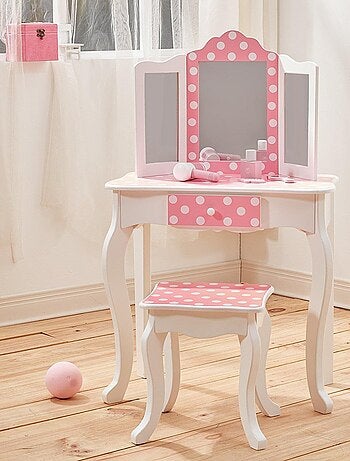 Coiffeuse maquilleuse avec tabouret, Modèle Dots