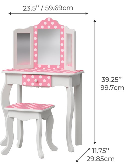 Coiffeuse maquilleuse avec tabouret, Modèle Dots - Kiabi Coiffeuse maquilleuse avec tabouret, Modèle Dots - Kiabi