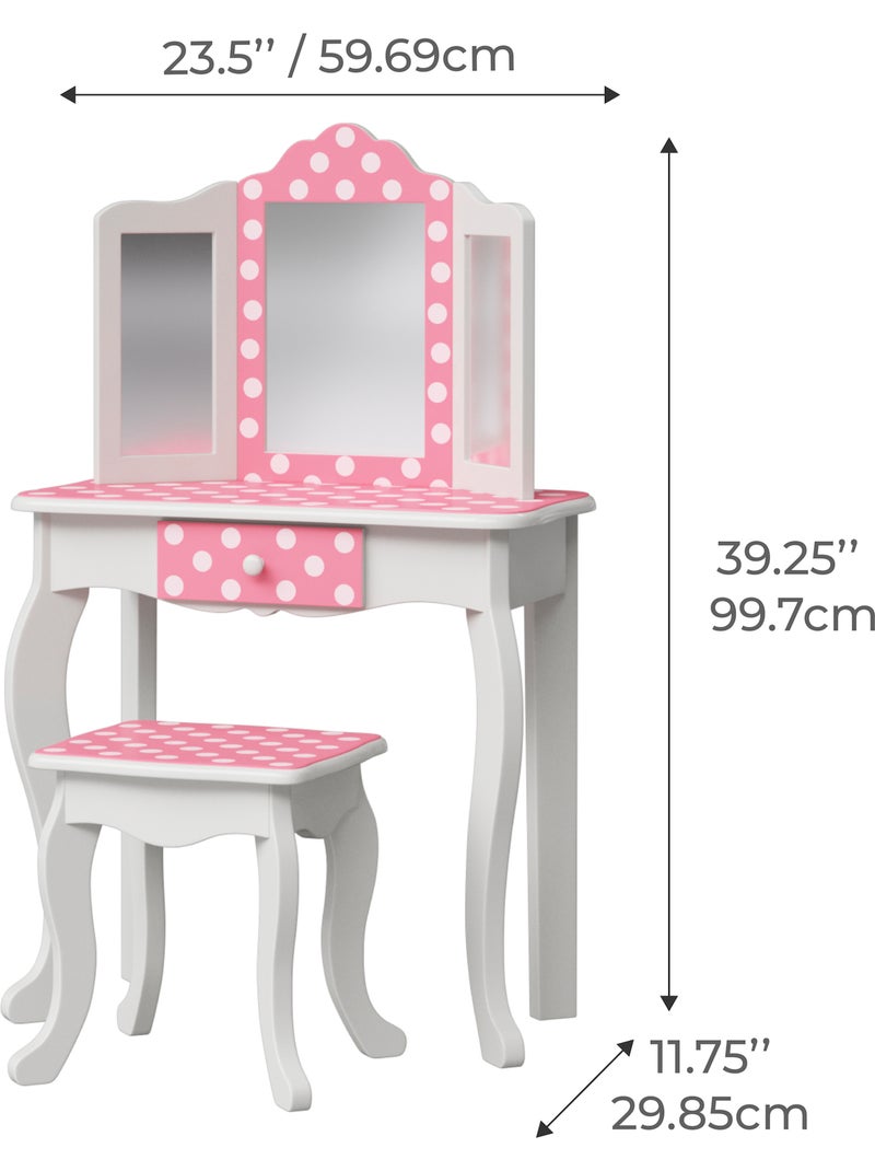 Coiffeuse maquilleuse avec tabouret, Modèle Dots Multicolore - Kiabi