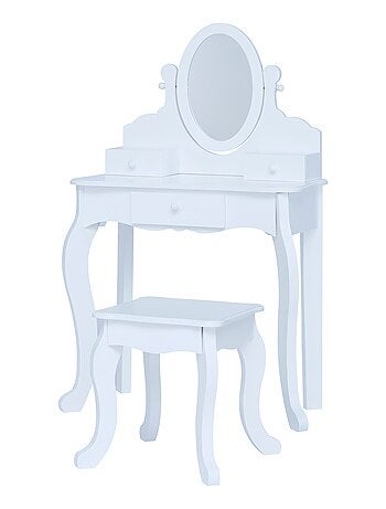 Coiffeuse Raiponce enfant fille avec miroir et tabouret