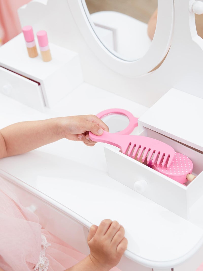 Coiffeuse Raiponce enfant fille avec miroir et tabouret Blanc - Kiabi