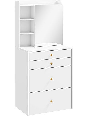 Coiffeuse tabouret encastrable multi-rangement miroir