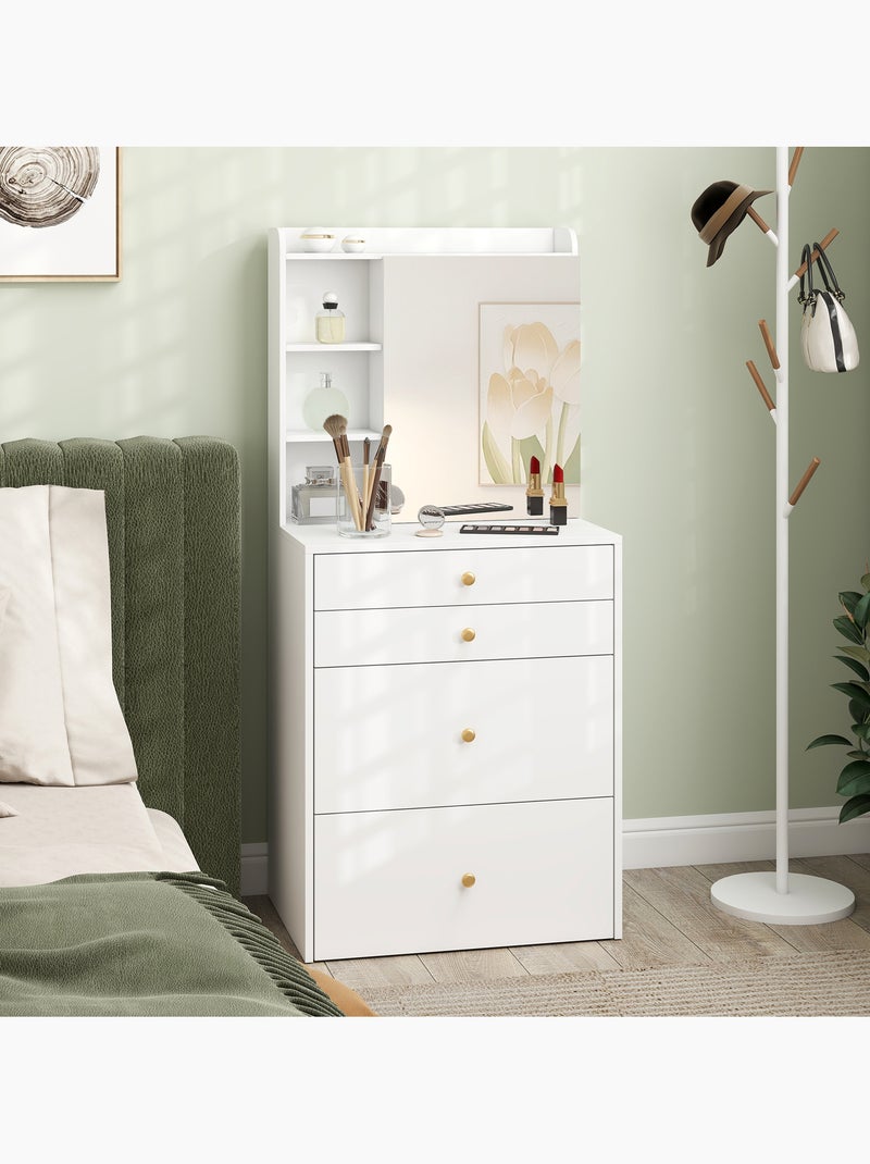 Coiffeuse tabouret encastrable multi-rangement miroir Blanc Blanc - Kiabi