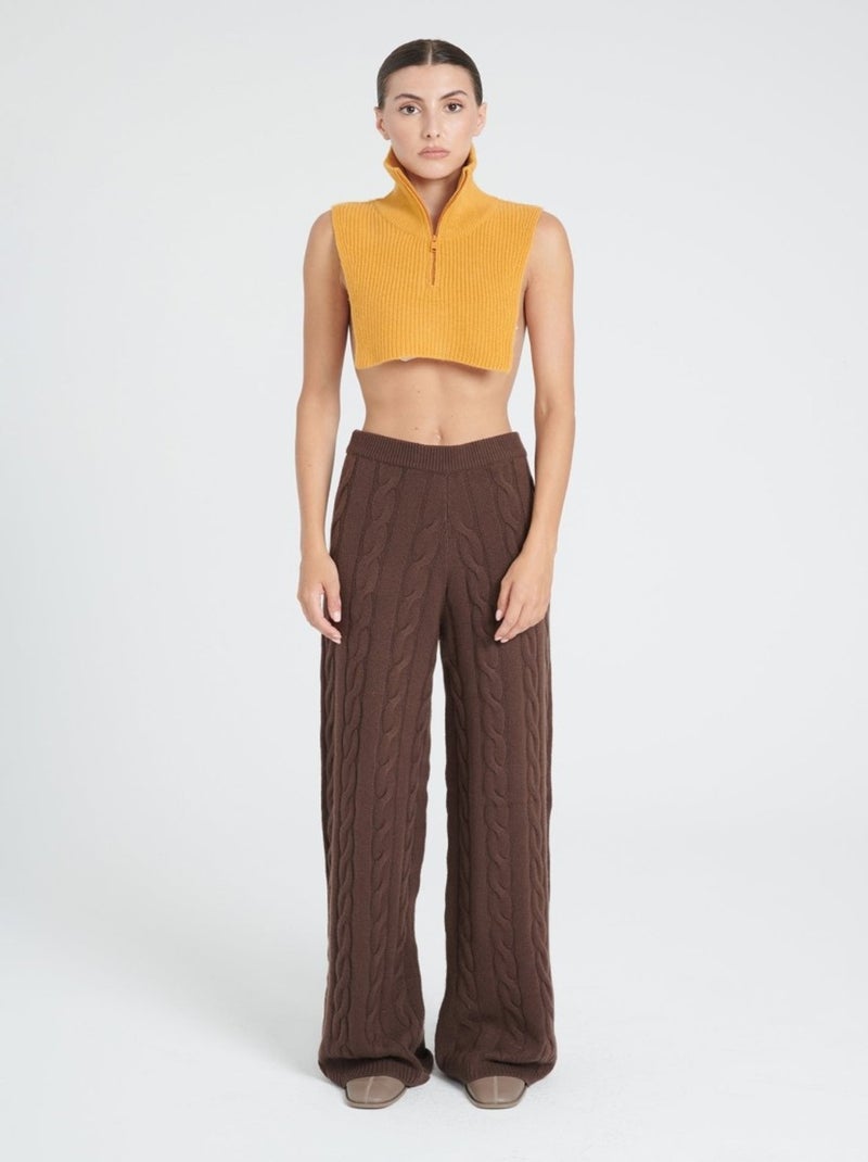 Col montant zippé femme 100% cachemire 4 fils - ZAYA 1 Jaune moutarde - Kiabi