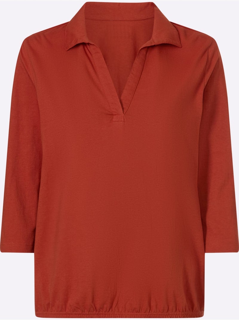 Col Polo Avec Encolure En V - Taille Standard - Moda Vilona Orange/Rouge - Kiabi