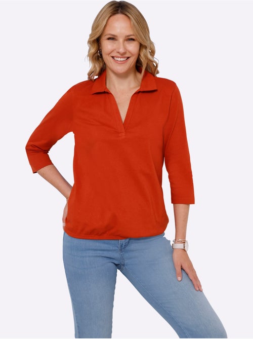 Col Polo Avec Encolure En V - Taille Standard - Moda Vilona - Kiabi Col Polo Avec Encolure En V - Taille Standard - Moda Vilona - Kiabi