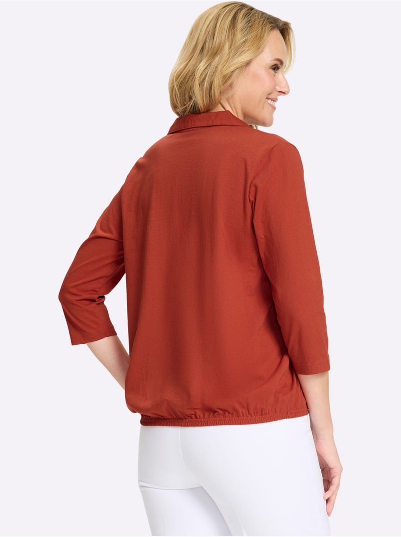 Col Polo Avec Encolure En V - Taille Standard - Moda Vilona Rouge - Kiabi