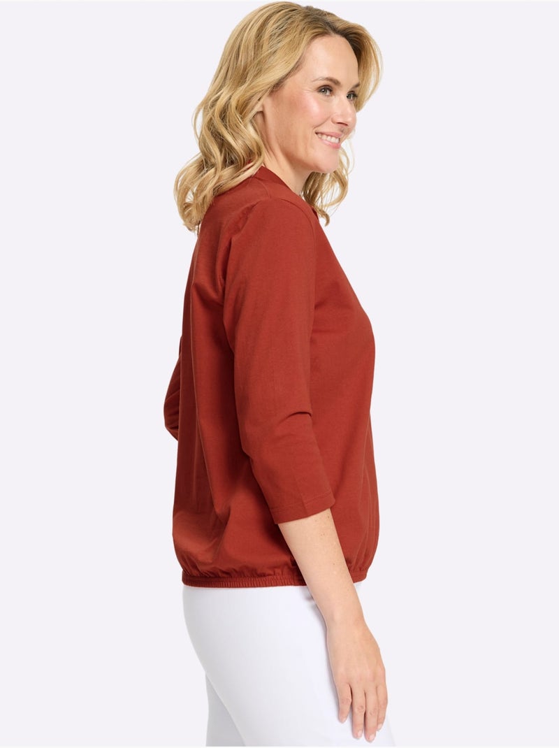 Col Polo Avec Encolure En V - Taille Standard - Moda Vilona Rouge - Kiabi