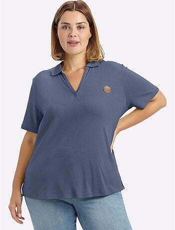 Col Polo Avec Encolure En V - Taille Standard - Sheego