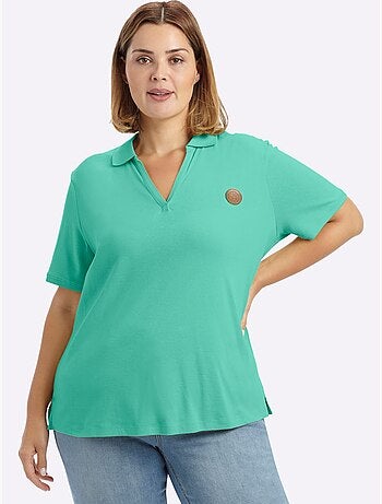 Col Polo Avec Encolure En V - Taille Standard - Sheego