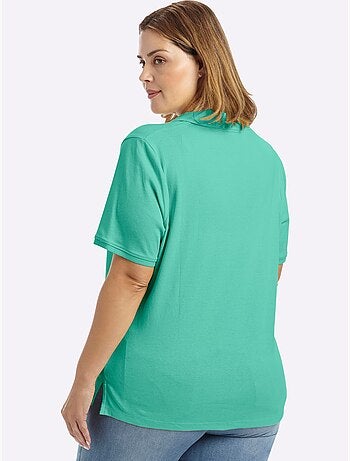 Col Polo Avec Encolure En V - Taille Standard - Sheego
