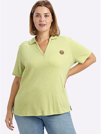 Col Polo Avec Encolure En V - Taille Standard - Sheego