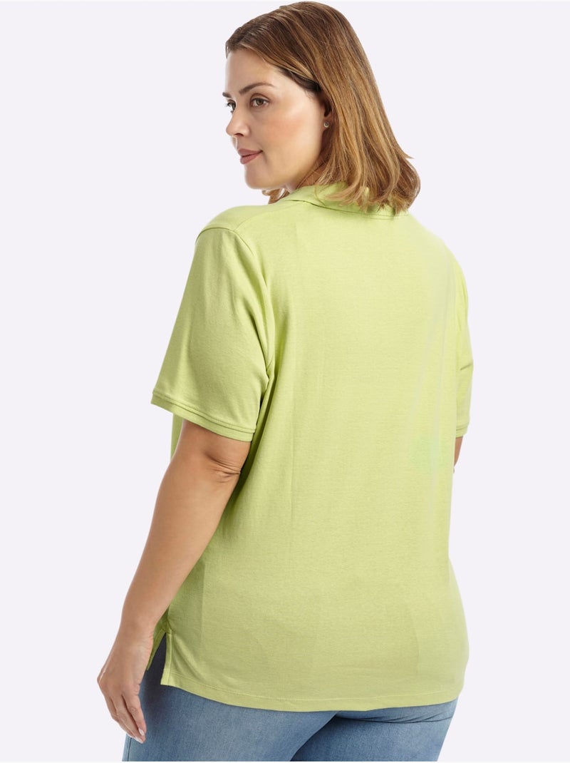 Col Polo Avec Encolure En V - Taille Standard - Sheego Vert pistache - Kiabi