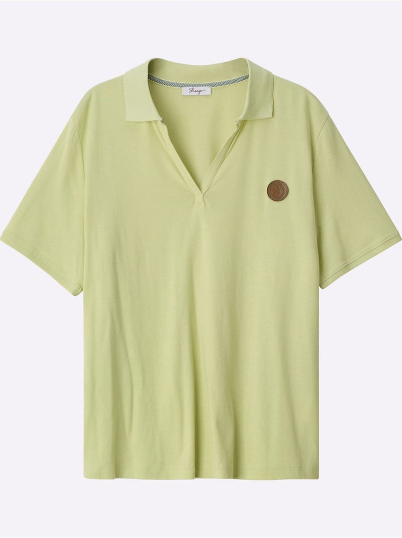 Col Polo Avec Encolure En V - Taille Standard - Sheego Vert pistache - Kiabi
