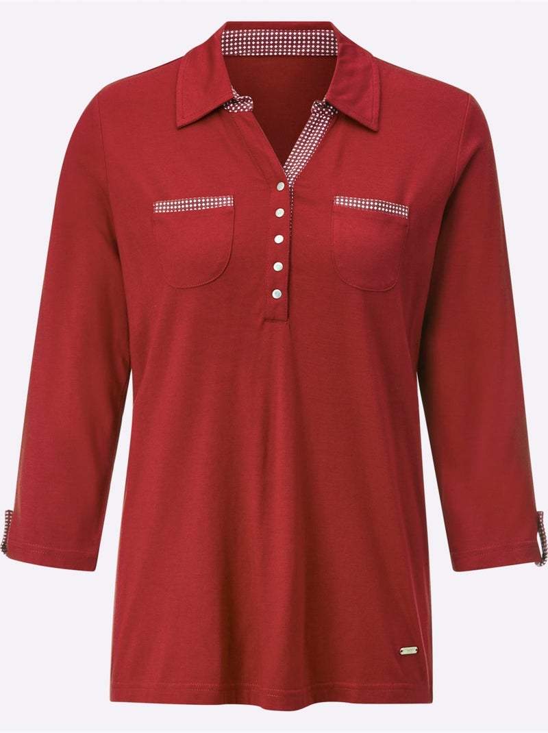 Col Polo Avec Encolure En V - Taille Standard - Witt Cerise - Kiabi