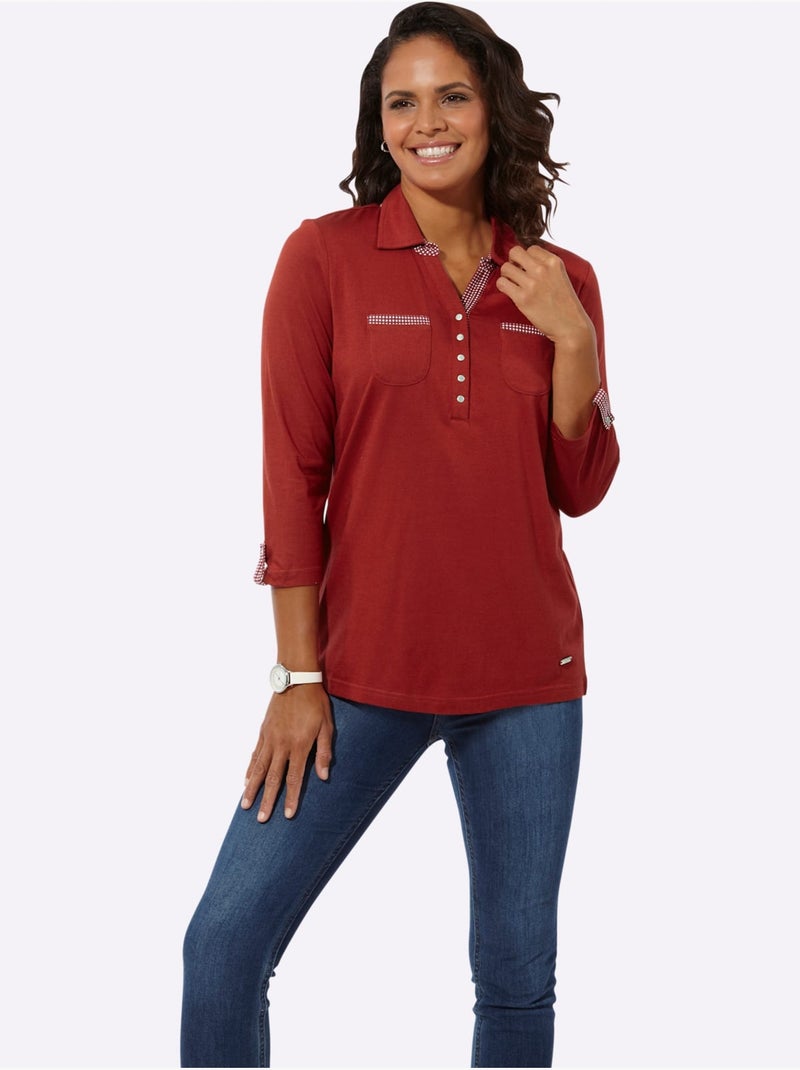 Col Polo Avec Encolure En V - Taille Standard - Witt Cerise - Kiabi
