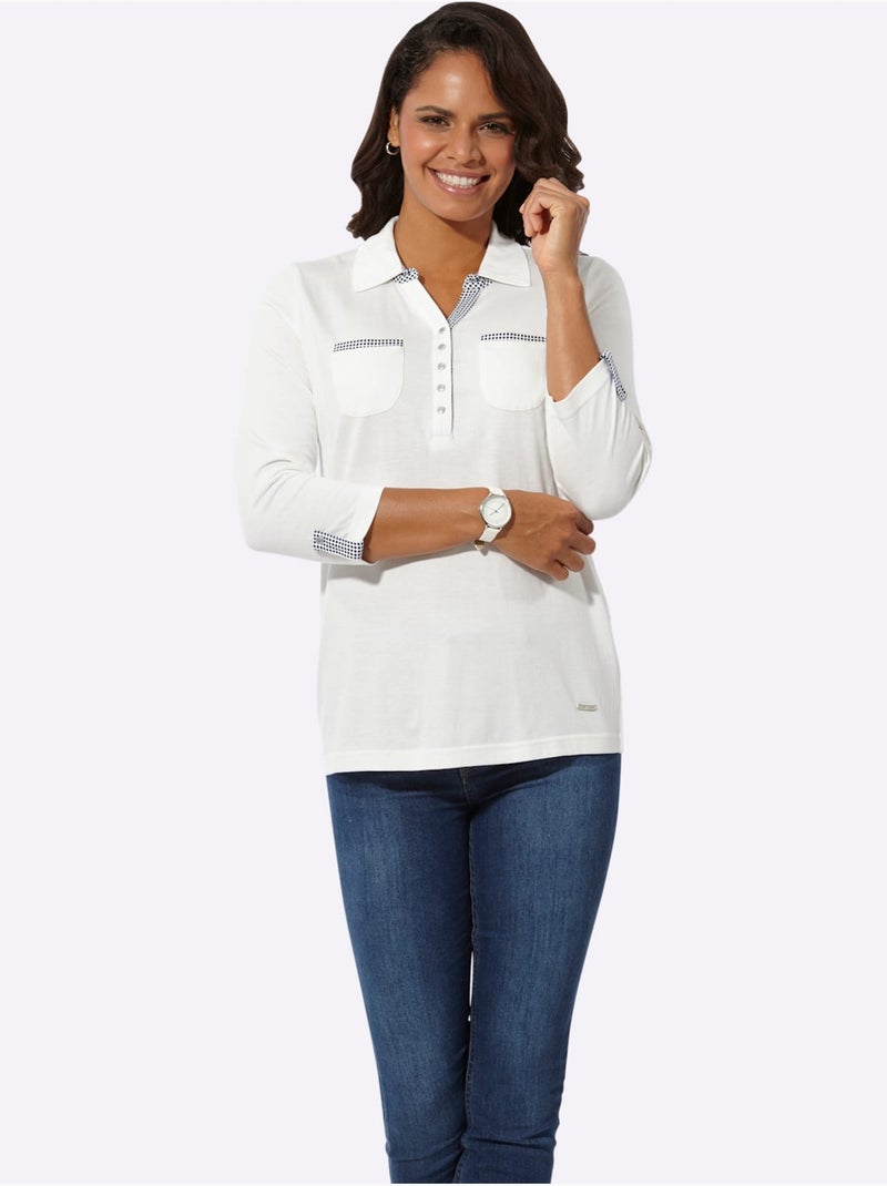 Col Polo Avec Encolure En V - Taille Standard - Witt Ecru - Kiabi