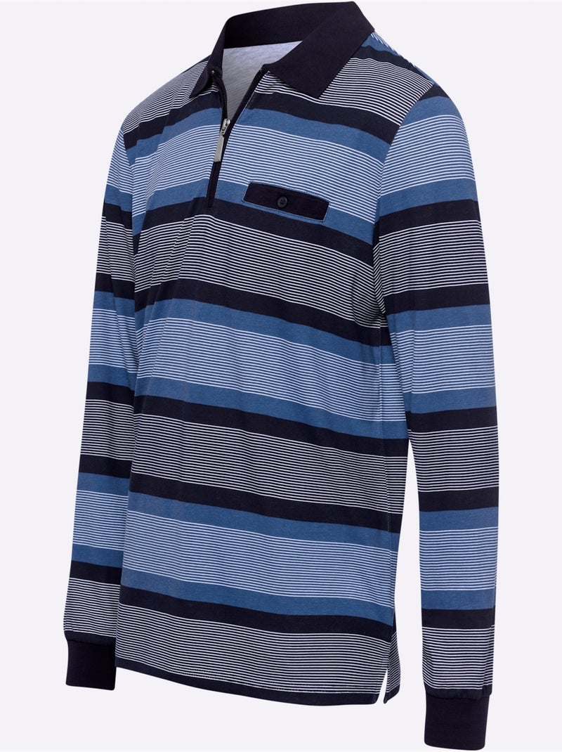 Col polo côtelé - taille standard - moda vilona Bleu marine - Kiabi