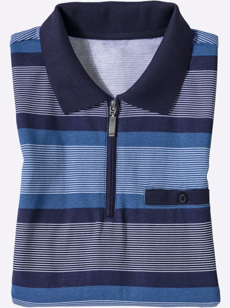 Col polo côtelé - taille standard - moda vilona Bleu marine - Kiabi