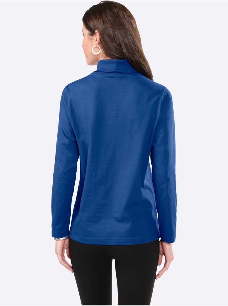 Col roulé léger à manches longues avec finition douce - taille standard - moda vilona Bleu roi - Kiabi