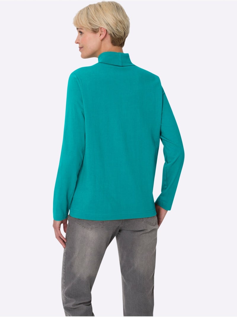 Col roulé léger avec manches longues et style moderne - taille standard - moda vilona Vert émeraude - Kiabi