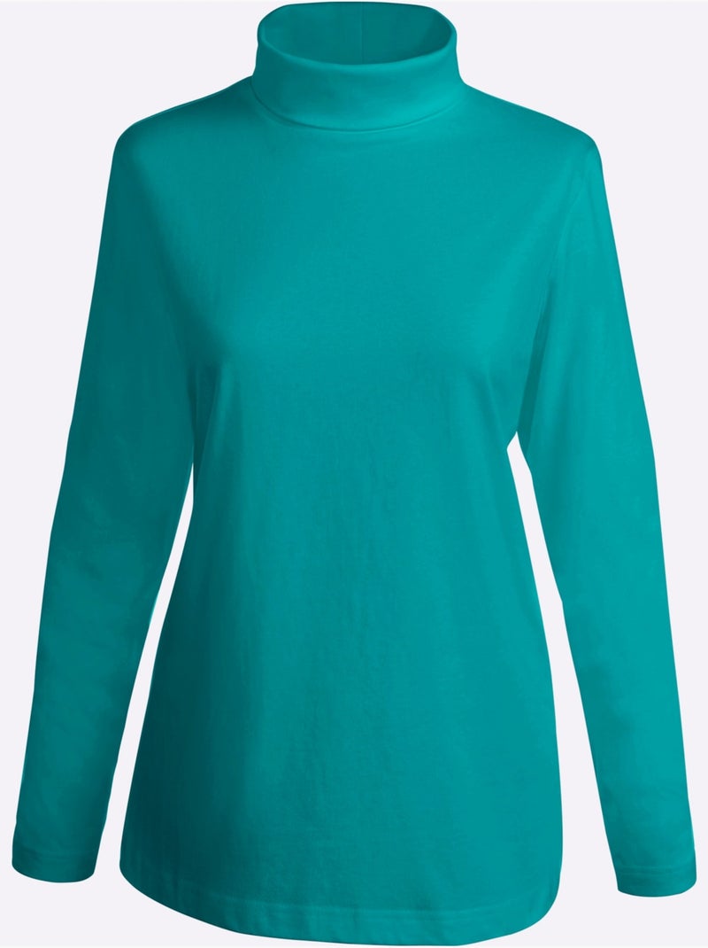 Col roulé léger avec manches longues et style moderne - taille standard - moda vilona Vert émeraude - Kiabi