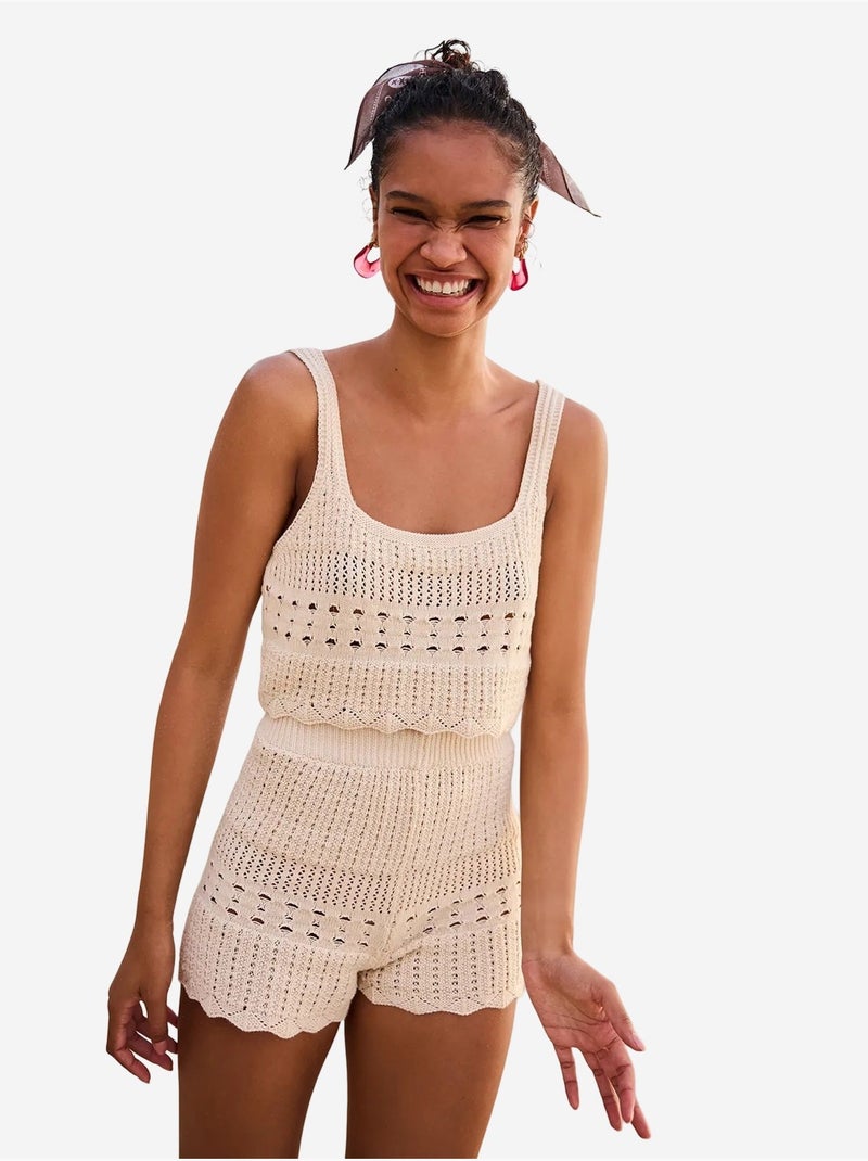 Colette short mini à détails brodés penti Sable - Kiabi
