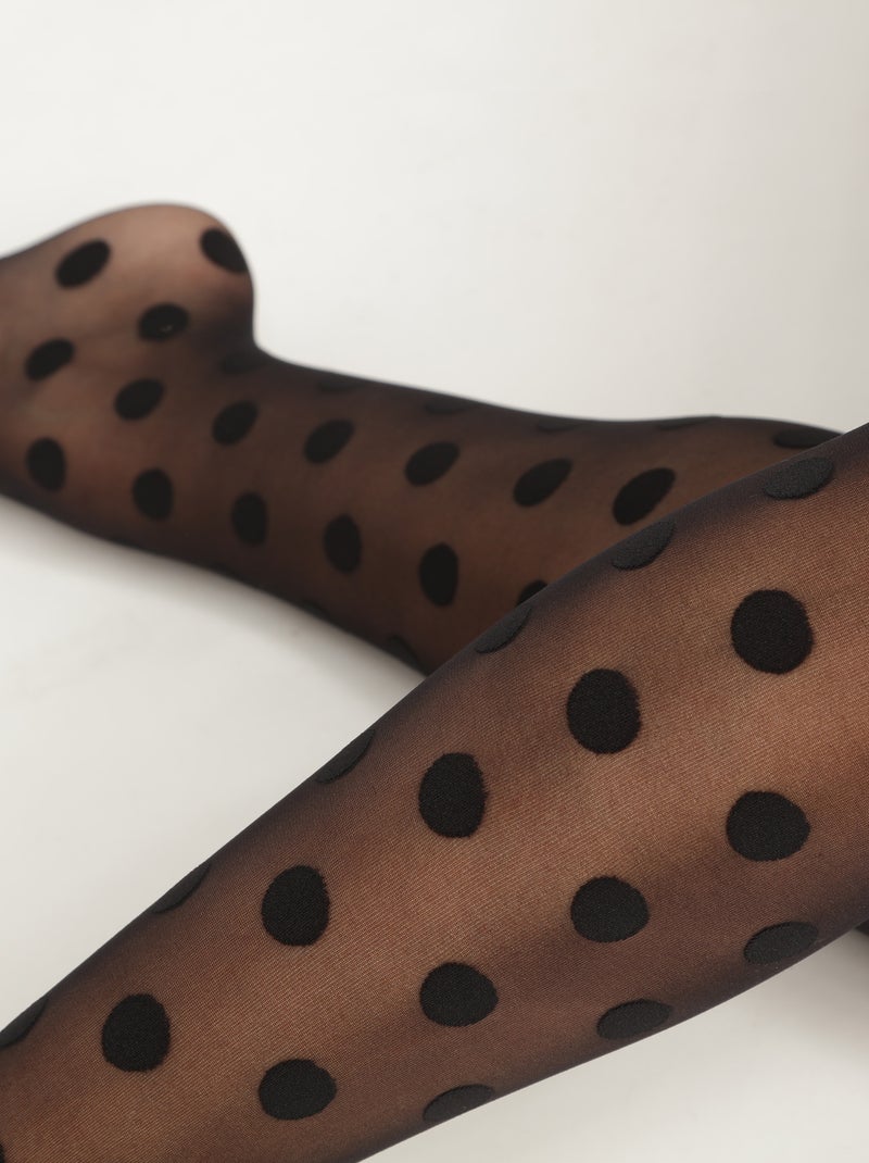 Collant à pois Style Noir - Kiabi