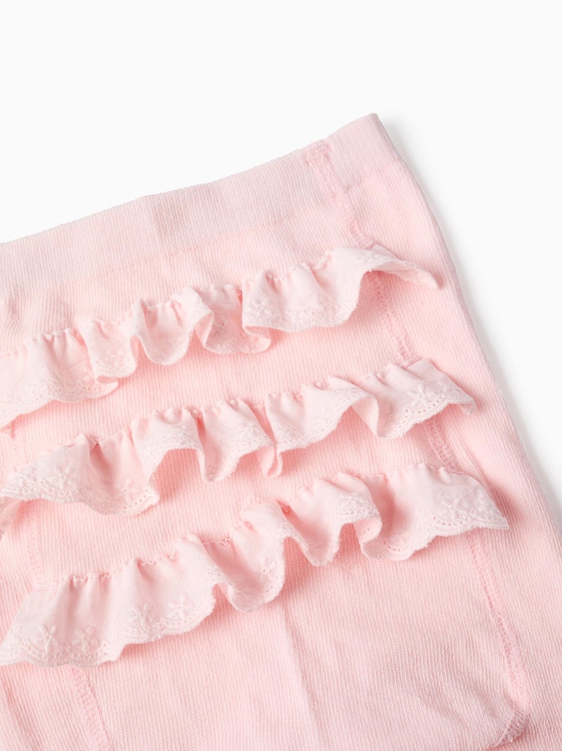 Collant avec Volants et Broderie Anglaise Rose clair - Kiabi