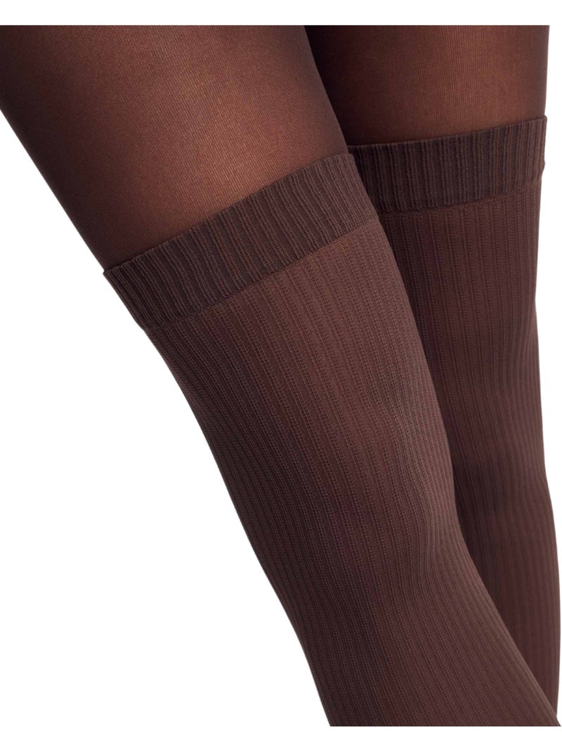Collant chaussette haute Style Marron chocolat - Kiabi