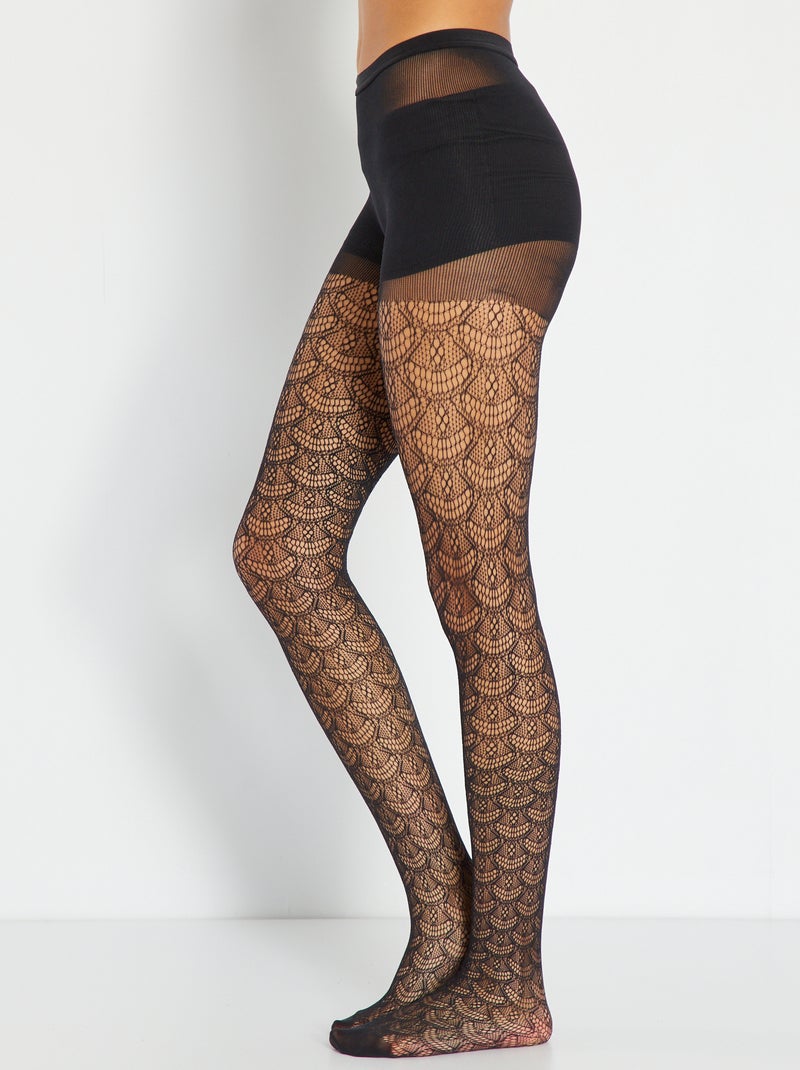 Collant Fantaisie Noir TRASPARENZE - Modèle Bach, Taille 1 Ou 4, Polyamide, Neuf Avec Étiquettes - Femme