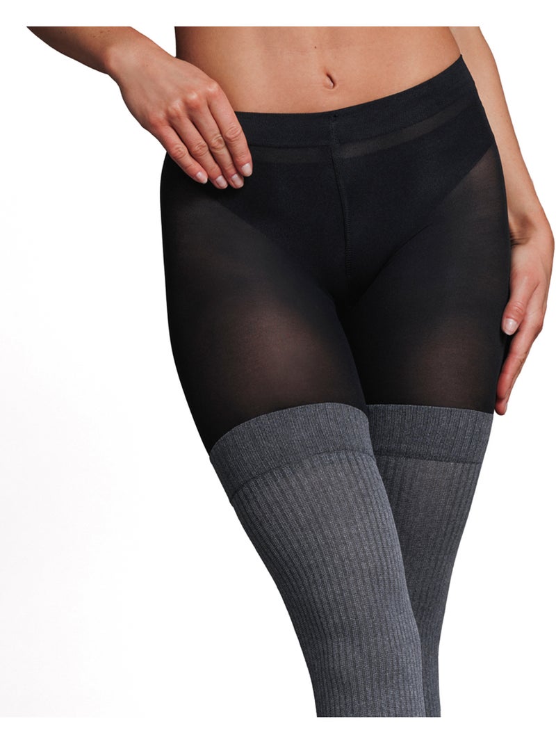 Collant effet chaussettes jersey - rougegorge lingerie Noir Multicolore - Kiabi