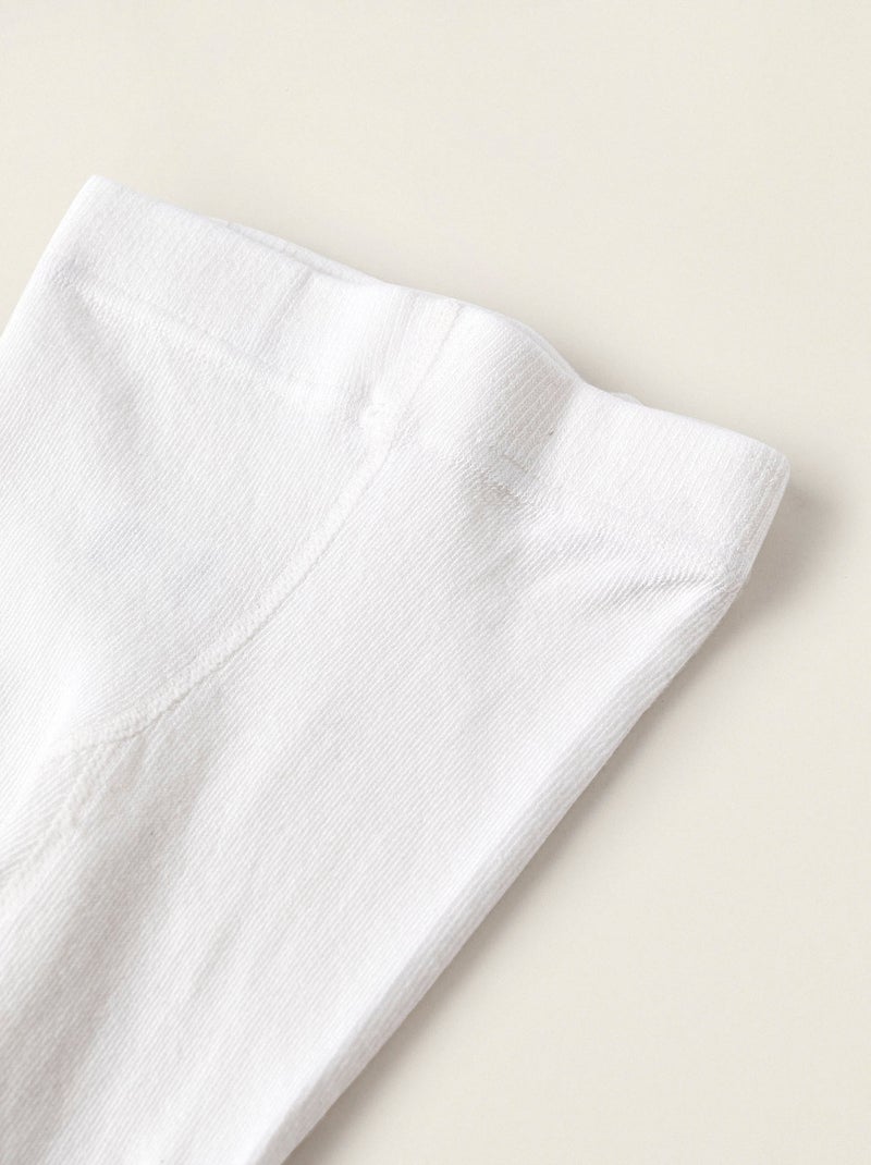 Collant en Coton Anti-Bouloches Blanc - Kiabi