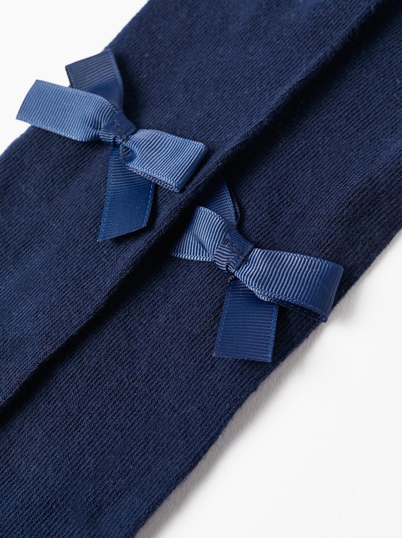 Collant en Coton avec Noeud Satiné Bleu foncé - Kiabi