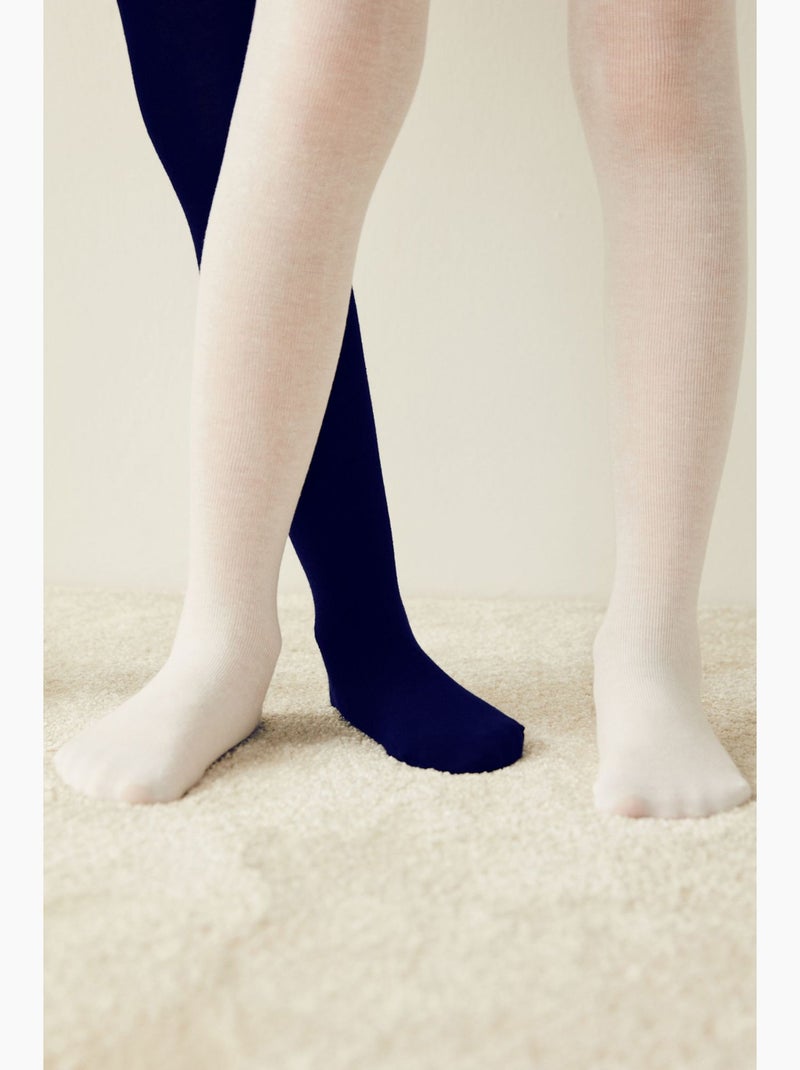 Collant en coton fille penti Blanc - Kiabi
