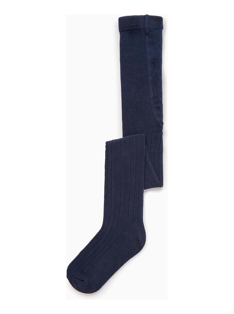 Collant en Maille Côtelée Anti-Boulochage Bleu foncé - Kiabi