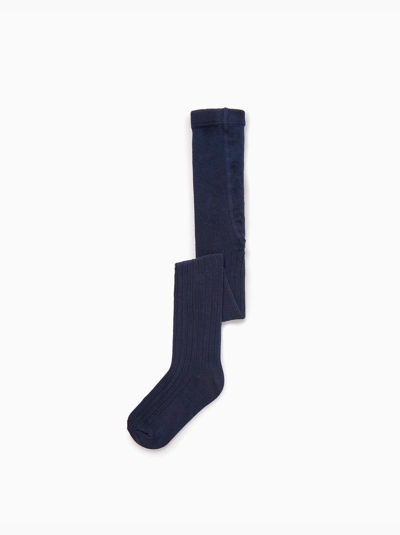 Collant en Maille Côtelée Anti-Boulochage Bleu foncé - Kiabi
