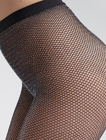Collant en résille noir et lurex argent Style