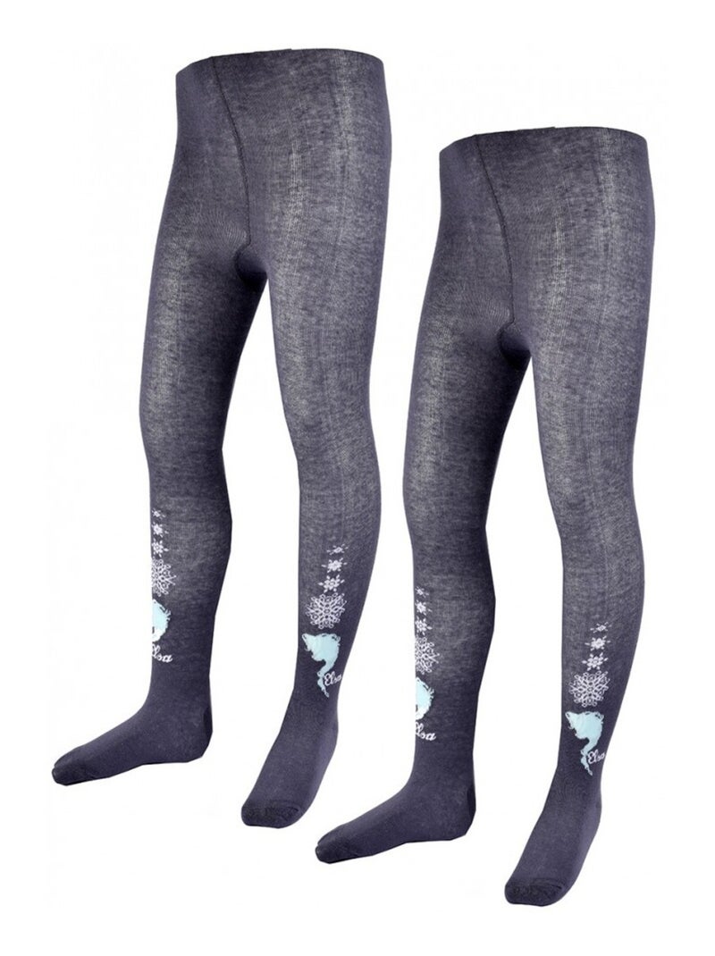 Collant Enfant LA REINE DES NEIGES - Pack de 2 gris anthracite - Kiabi