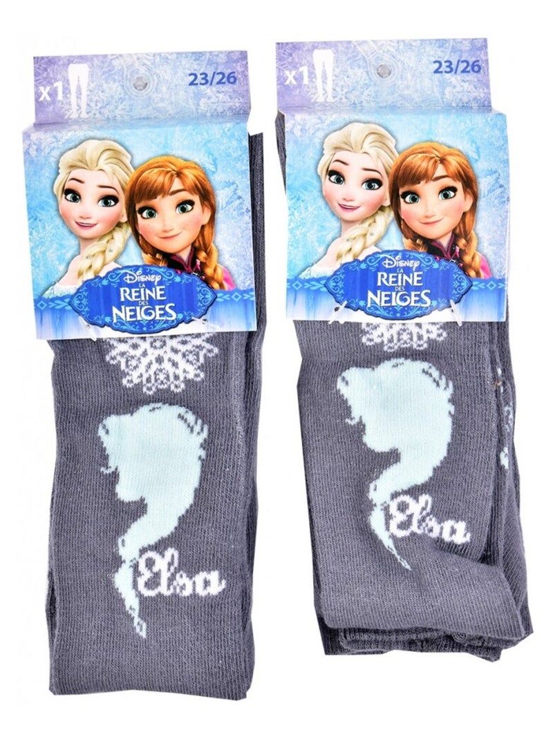 Collant Enfant LA REINE DES NEIGES - Pack de 2 gris anthracite - Kiabi