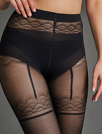 Collant fantaisie 40 deniers Felicita - RougeGorge Lingerie