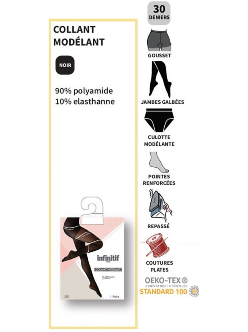 Collant Femme Confort et Qualité INFINITIF - Pack de 2 Multicolore - Kiabi