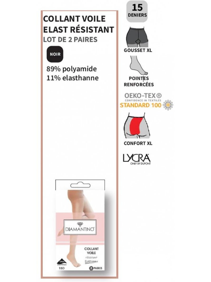 Collant Femme Confort et Résistance DIAMANTINO - Pack de 4 Noir - Kiabi