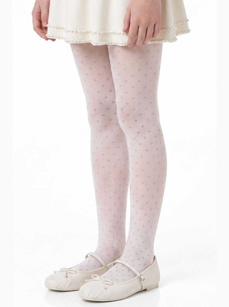 Collant fille mini dotted à pois penti Blanc - Kiabi