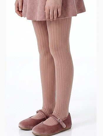 Collant fille pretty côtelé en coton, paire penti