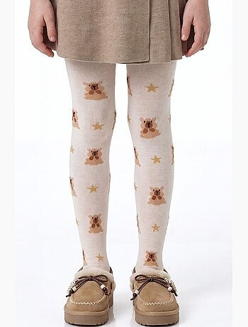 Collant fille pretty teddy star à motif ours penti
